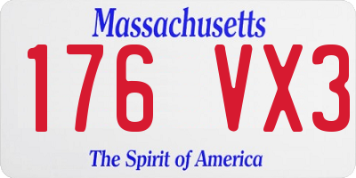 MA license plate 176VX3