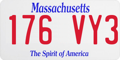 MA license plate 176VY3