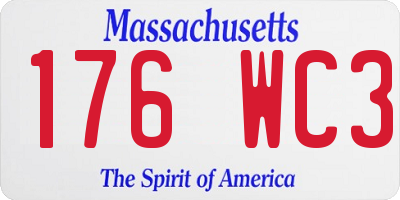 MA license plate 176WC3