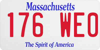 MA license plate 176WE0