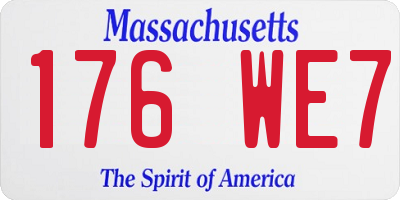 MA license plate 176WE7