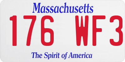 MA license plate 176WF3