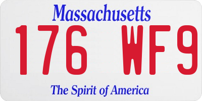 MA license plate 176WF9