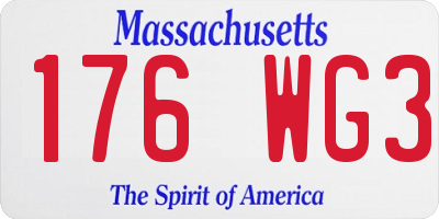 MA license plate 176WG3