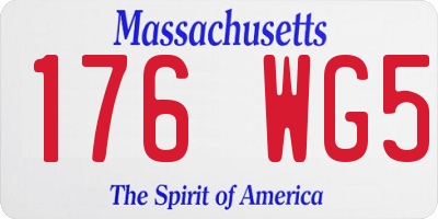 MA license plate 176WG5