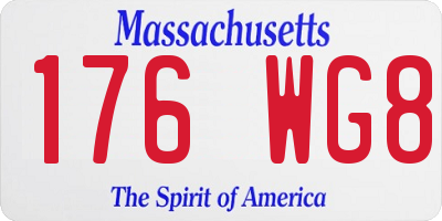 MA license plate 176WG8