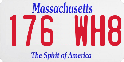 MA license plate 176WH8