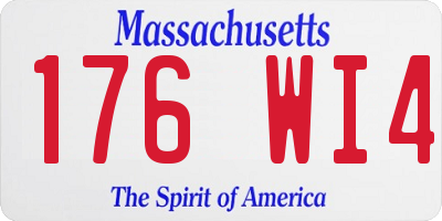 MA license plate 176WI4