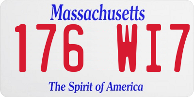 MA license plate 176WI7