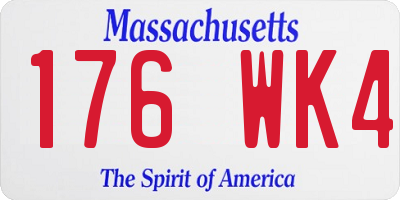 MA license plate 176WK4