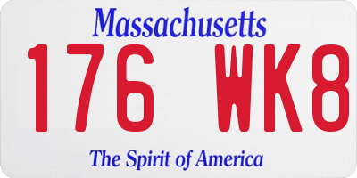 MA license plate 176WK8