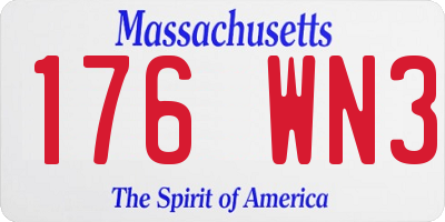 MA license plate 176WN3