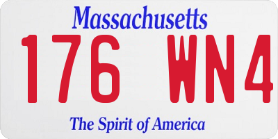 MA license plate 176WN4