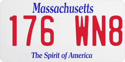 MA license plate 176WN8