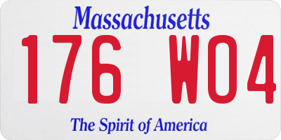 MA license plate 176WO4