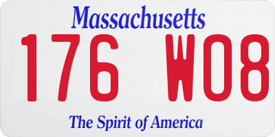 MA license plate 176WO8