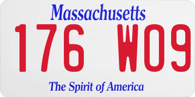 MA license plate 176WO9