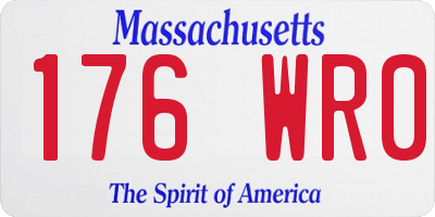 MA license plate 176WR0
