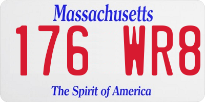 MA license plate 176WR8