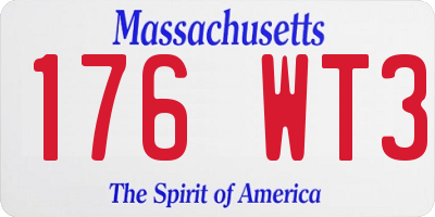 MA license plate 176WT3