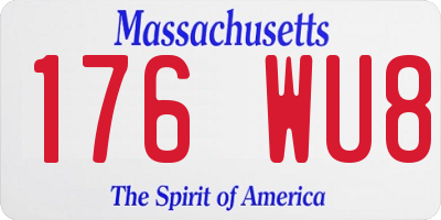 MA license plate 176WU8