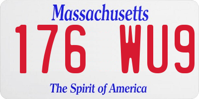 MA license plate 176WU9
