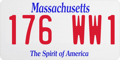 MA license plate 176WW1