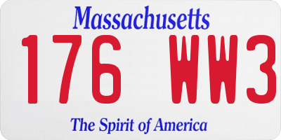 MA license plate 176WW3