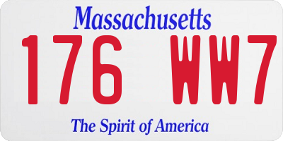 MA license plate 176WW7