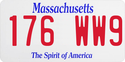 MA license plate 176WW9