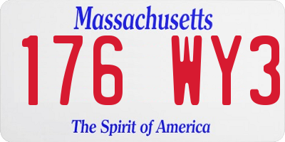 MA license plate 176WY3