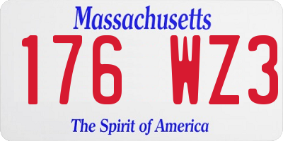 MA license plate 176WZ3