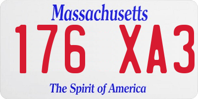 MA license plate 176XA3