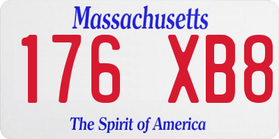 MA license plate 176XB8
