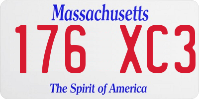 MA license plate 176XC3