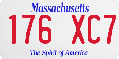 MA license plate 176XC7