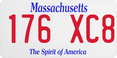 MA license plate 176XC8