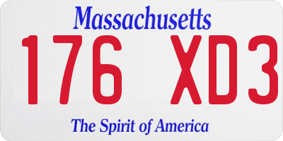 MA license plate 176XD3