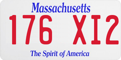 MA license plate 176XI2