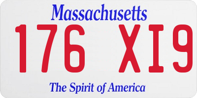 MA license plate 176XI9