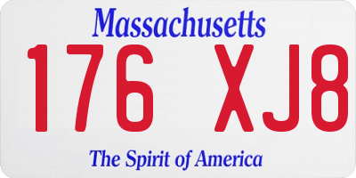 MA license plate 176XJ8
