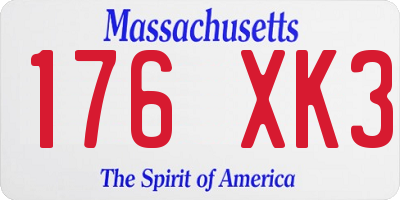 MA license plate 176XK3