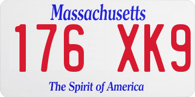 MA license plate 176XK9
