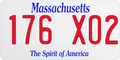 MA license plate 176XO2