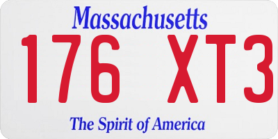 MA license plate 176XT3