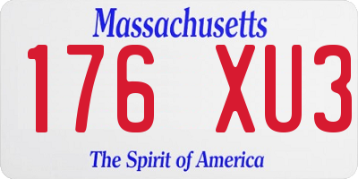 MA license plate 176XU3