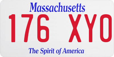 MA license plate 176XY0