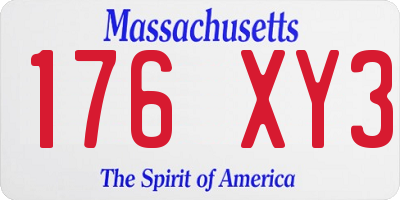 MA license plate 176XY3