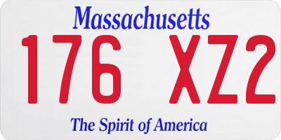 MA license plate 176XZ2