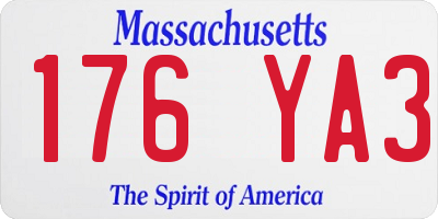 MA license plate 176YA3